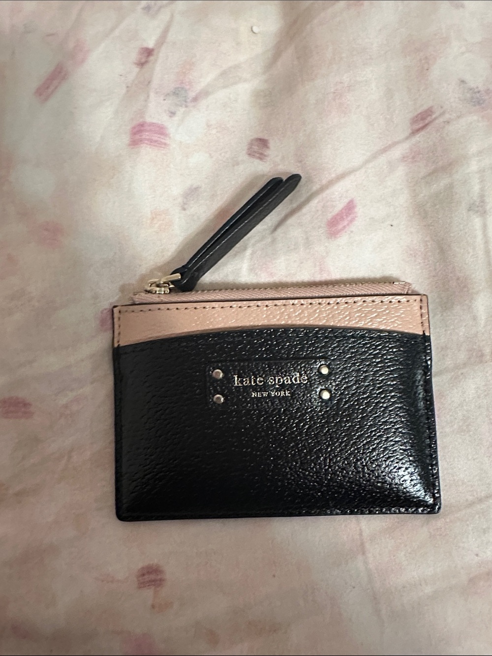 kate spade Black and Blush Leather Card Pouch